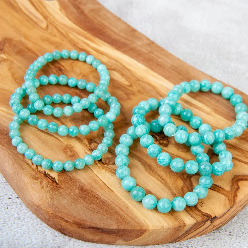 sterling silver bangles -sterling silver bangles -Madagascar Amazonite Beaded Bracelet