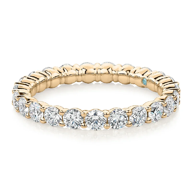 personalized rings for women -Premium Lab-Grown Diamond, 1.86 carat TW round brilliant all-rounder wedding or eternity band in 14 carat yellow gold