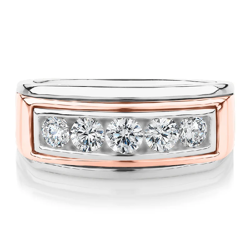 titanium rings for women -Dress ring with 1.01 carats* of diamond simulants in 10 carat rose gold and sterling silver