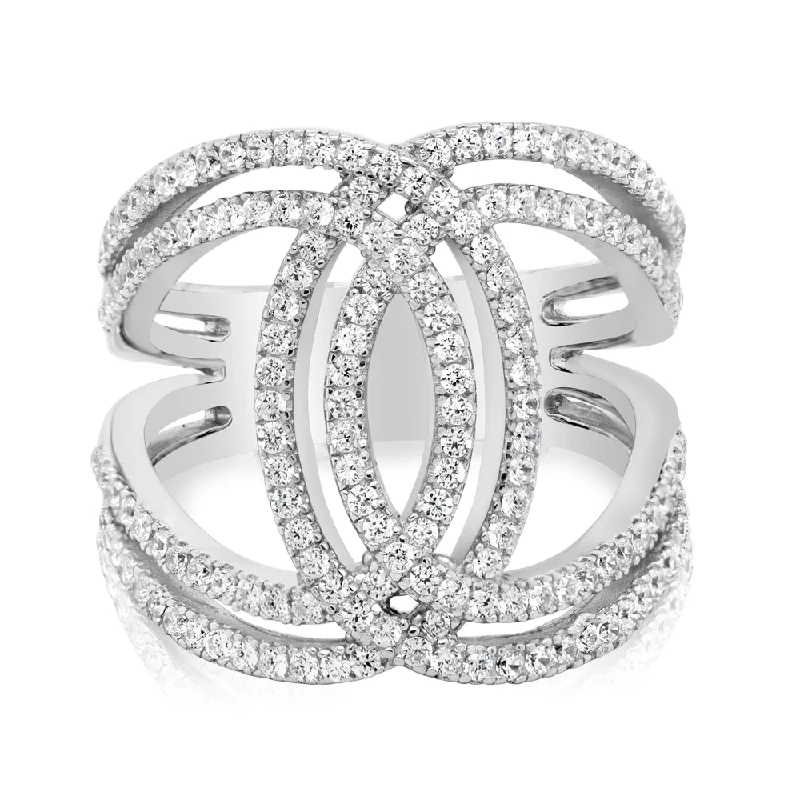 gold promise rings for women -Dress ring with 0.82 carats* of diamond simulants in sterling silver