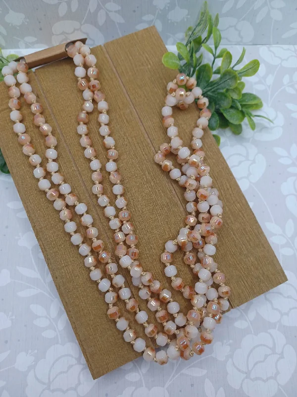 fashion chain necklaces for women -Cream & White Beaded Necklace