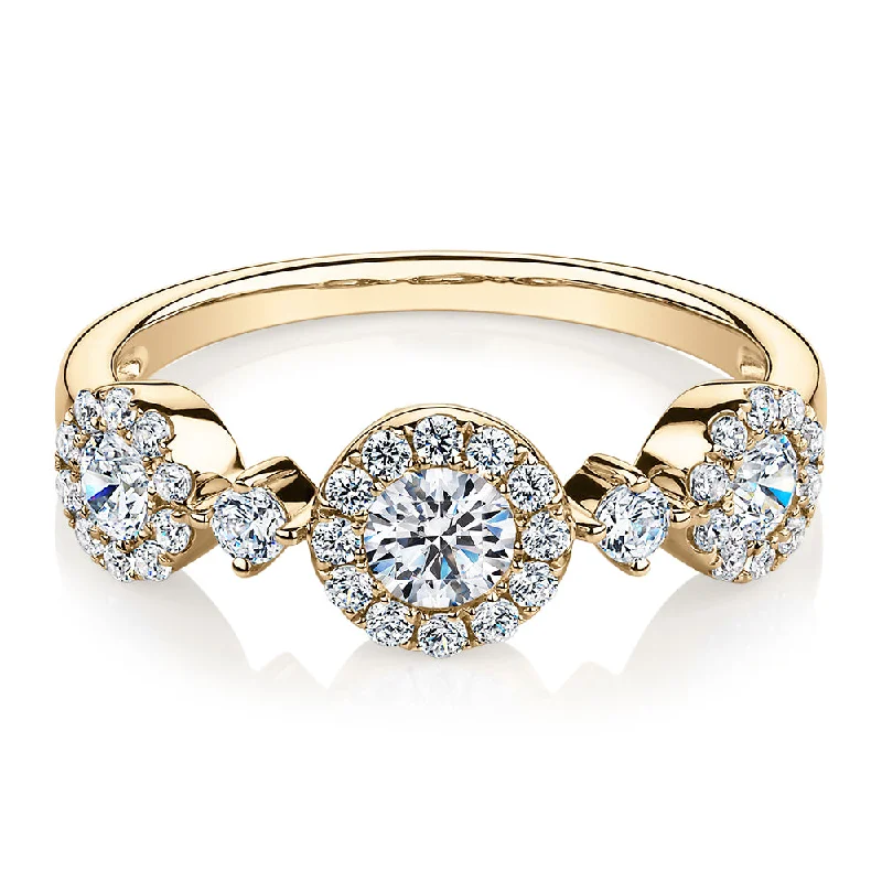 women’s fashion rings with crystals -Celeste Dress ring with 0.83 carats* of diamond simulants in 10 carat yellow gold