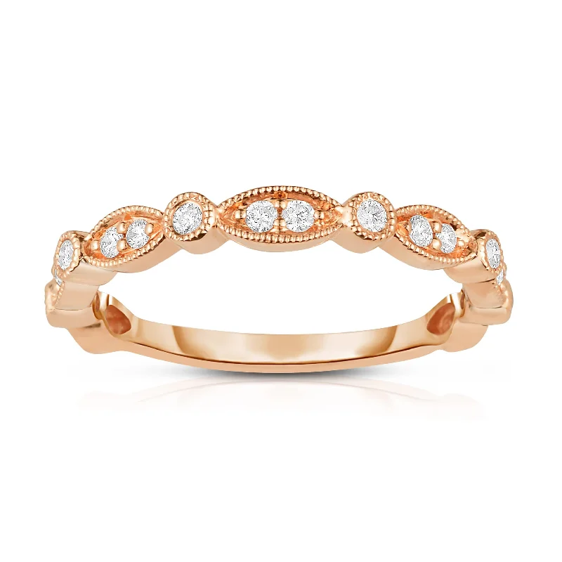 women’s rings with diamonds -14K Rose Gold .10Ct Diamond Stackable Band