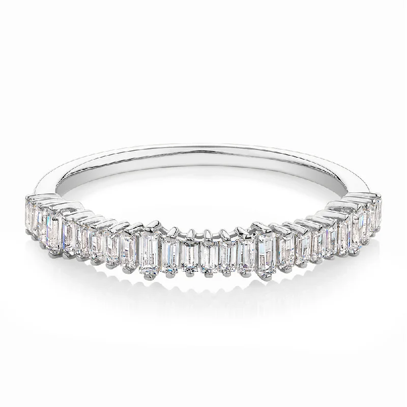 chic gemstone rings for women -Wedding or eternity band with 0.48 carats* of diamond simulants in 10 carat white gold