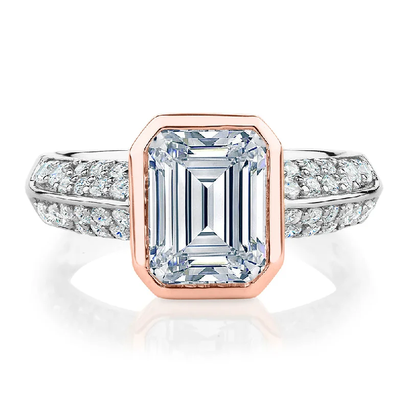 custom rings for women -Synergy dress ring with 3 carats* of diamond simulants in 10 carat rose gold and sterling silver