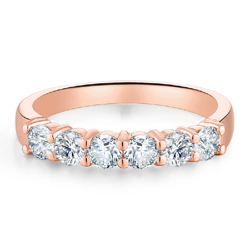 women’s fashion rings with crystals -Wedding or eternity band with 0.84 carats* of diamond simulants in 14 carat rose gold