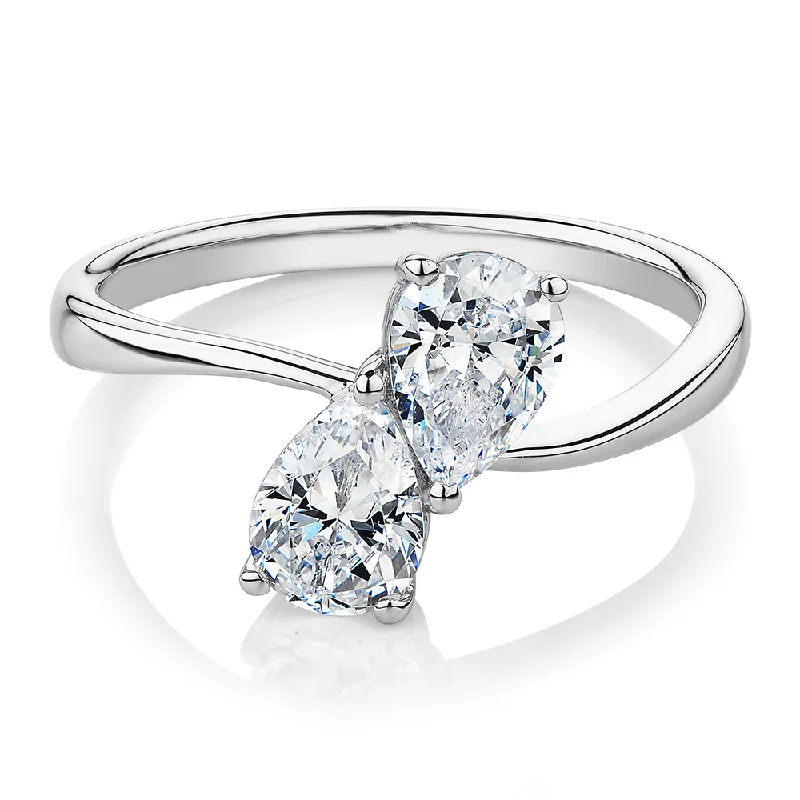 vintage rings for women -Dress ring with 1.42 carats* of diamond simulants in 10 carat white gold