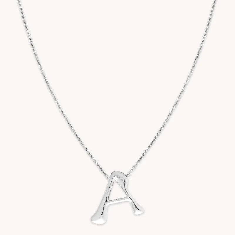 stylish crystal necklaces for women -A Initial Bold Pendant Necklace in Silver