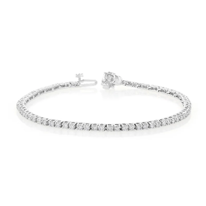 women’s bracelet with charms -women’s bracelet with charms -14KT GOLD 2 CARAT ROUND DIAMOND TENNIS BRACELET