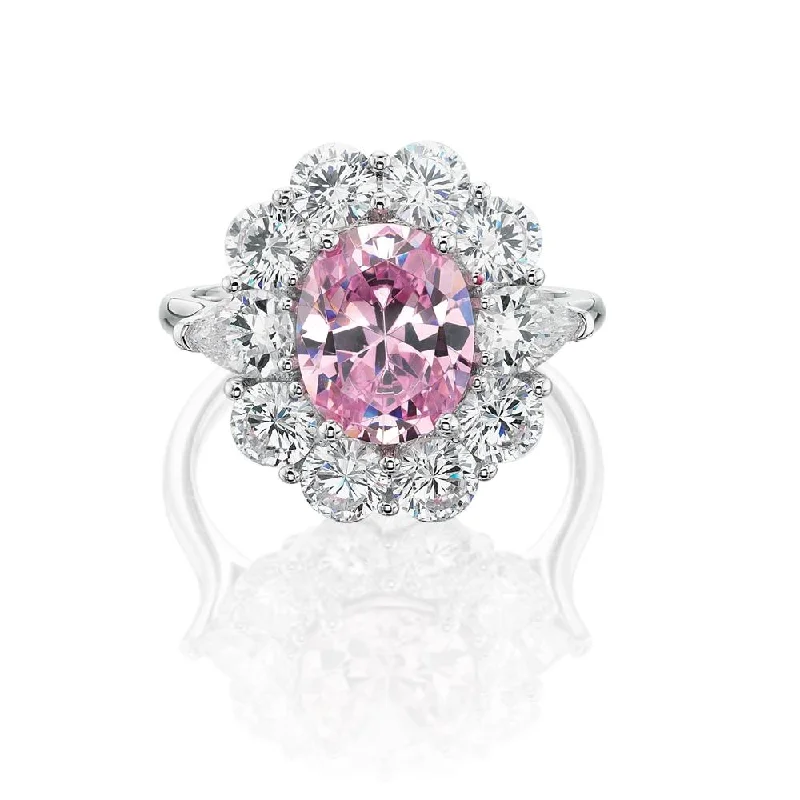 vintage gemstone rings for women -Dress ring with 5.24 carats* of diamond simulants in 10 carat white gold