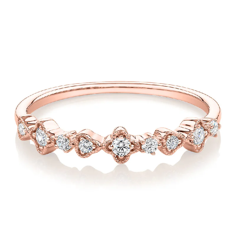 stackable diamond rings -Wedding or eternity band with diamond simulants in 10 carat rose gold