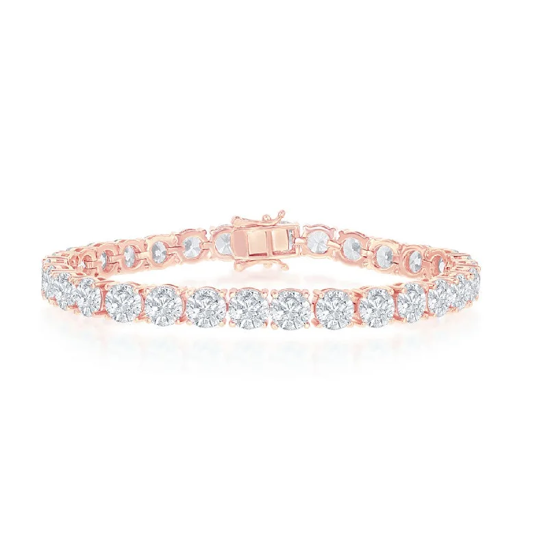 bridal bangles for women -bridal bangles for women -Sterling Silver 6mm Prong-Set Round CZ Tennis Bracelet - Rose Gold Plated