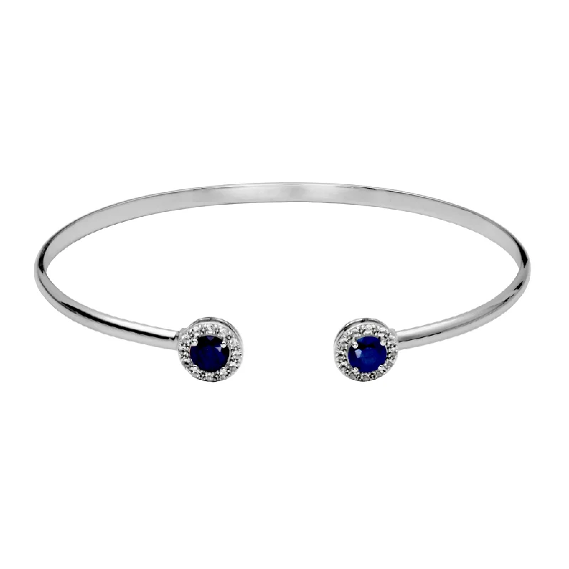 designer bracelets for women -designer bracelets for women -Sterling Silver Dyed Blue Sapphire & White Topaz Cuff Bracelet by Samuel B.