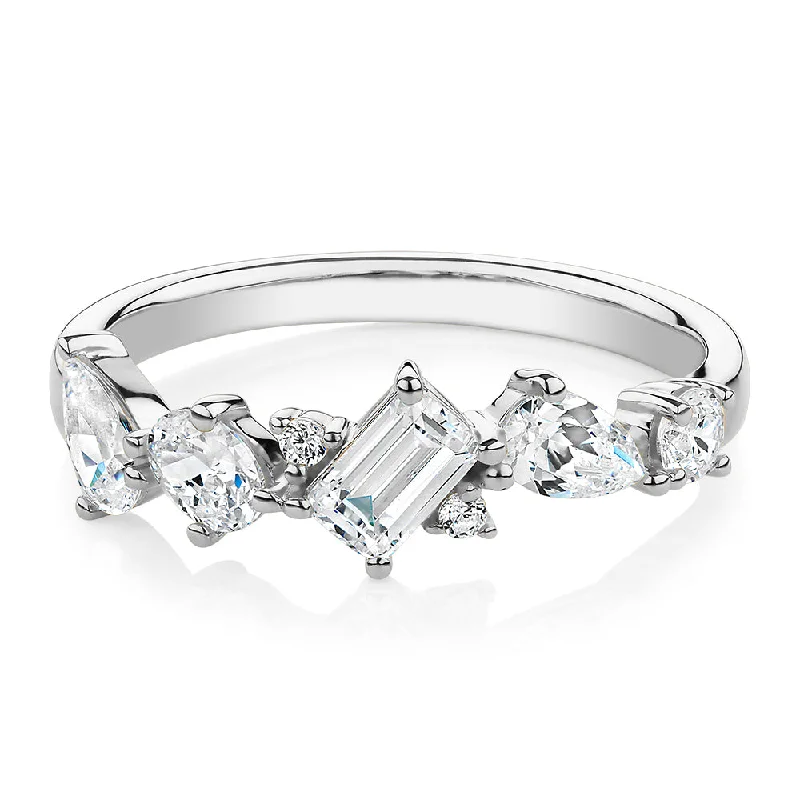 luxury diamond rings -Dress ring with 1.09 carats* of diamond simulants in 10 carat white gold