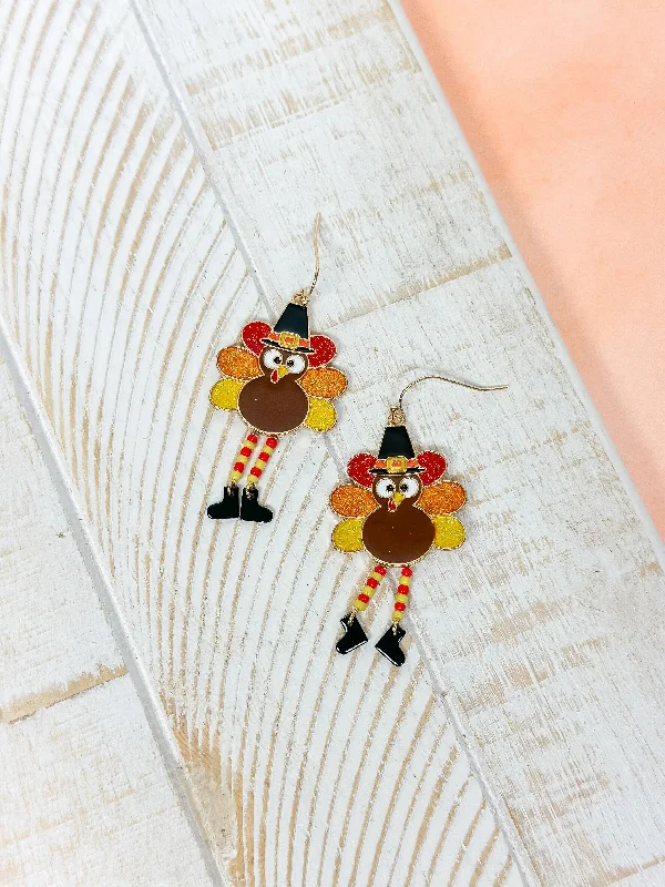 elegant earrings for women -Glitter Turkey Dangle Earrings