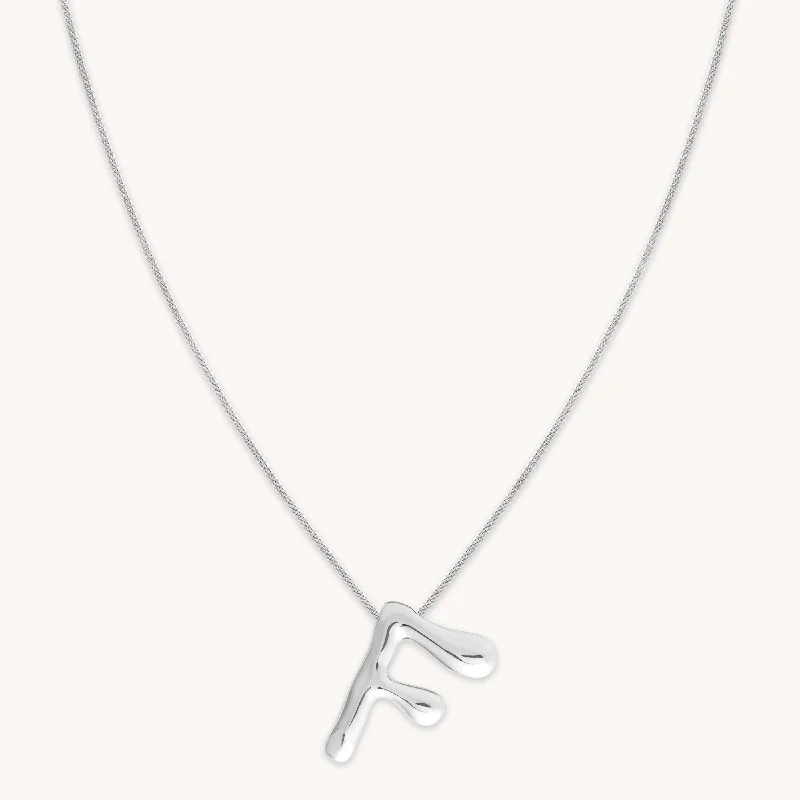 bohemian necklaces for women -F Initial Bold Pendant Necklace in Silver