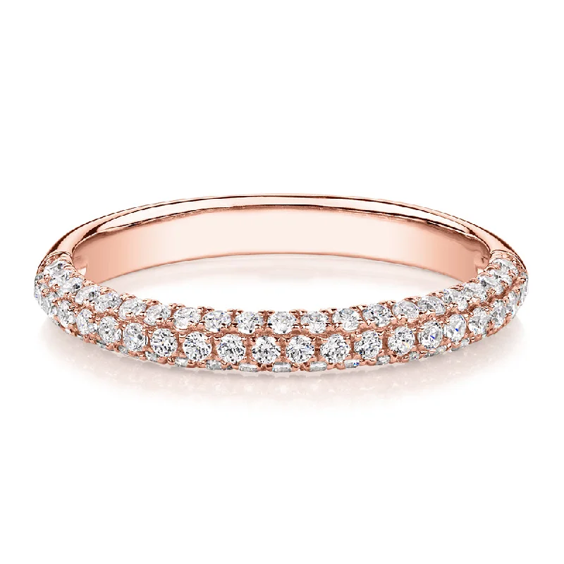 vintage style rings for women -Wedding or eternity band with 0.43 carats* of diamond simulants in 10 carat rose gold