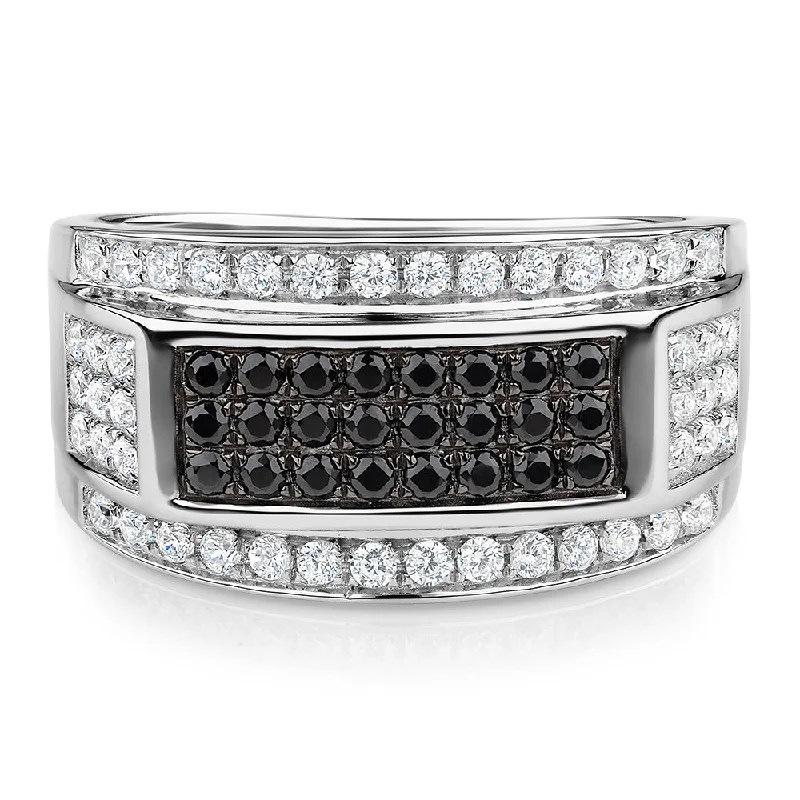 chunky rings for women -Dress ring with 0.7 carats* of diamond simulants in sterling silver