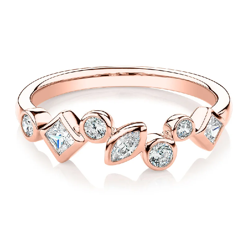 chic gemstone rings for women -Dress ring with 0.48 carats* of diamond simulants in 10 carat rose gold