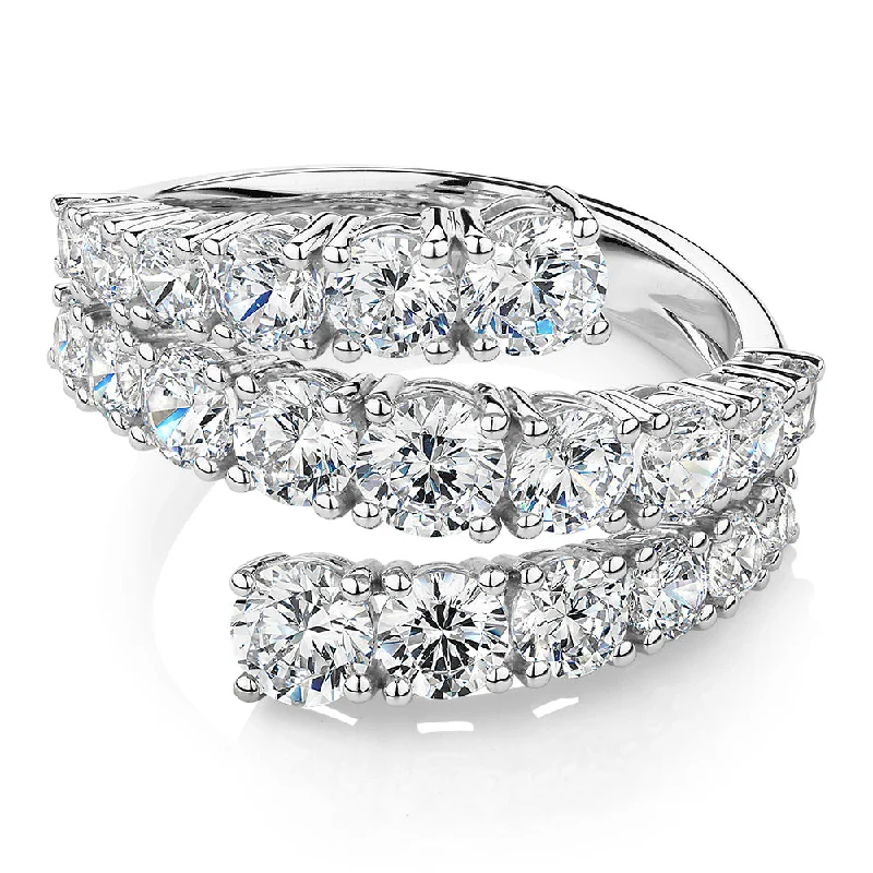 stackable rings for women -Dress ring with 3.2 carats* of diamond simulants in 10 carat white gold