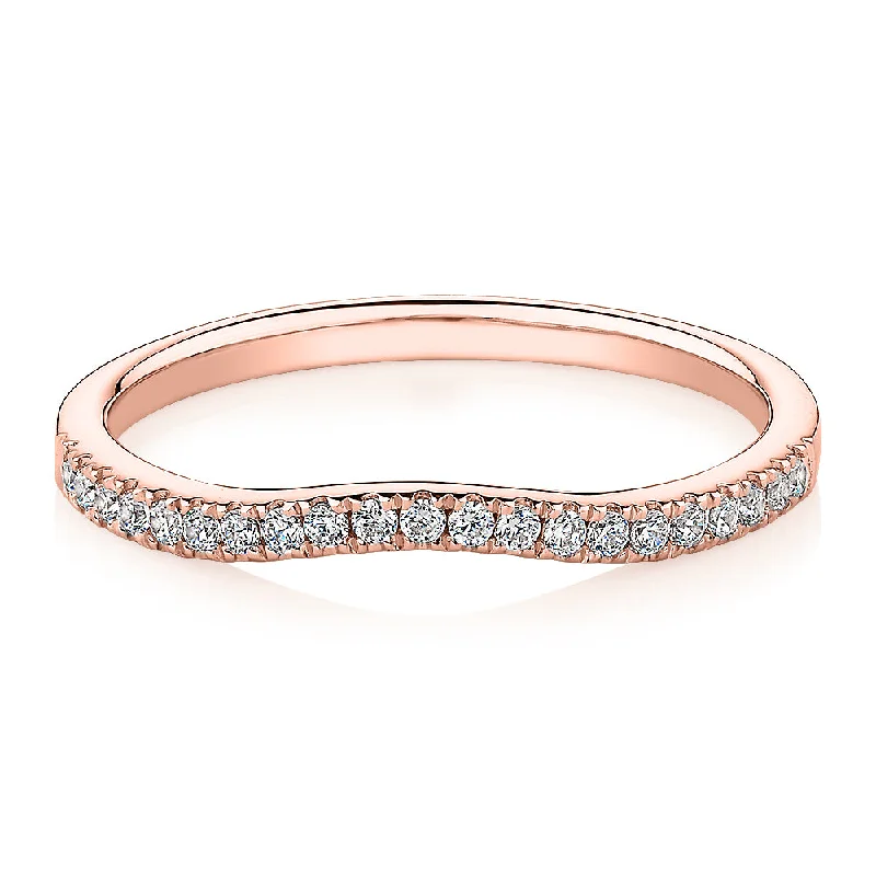 engraved rings for women -Curved wedding or eternity band in 14 carat rose gold