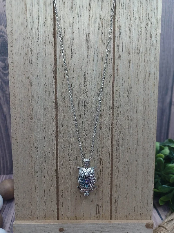 diamond pendant necklaces for women -Silver Owl Necklace