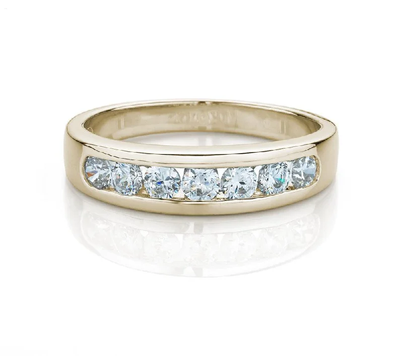 custom rings for women -Wedding or eternity band with 0.56 carats* of diamond simulants in 14 carat yellow gold