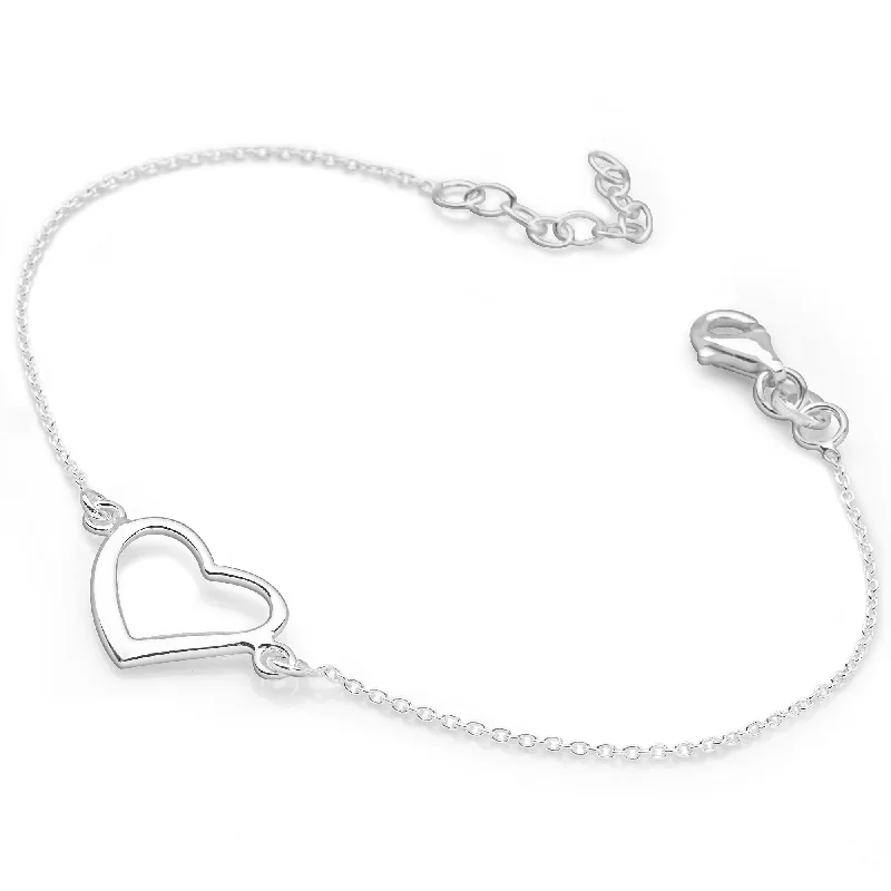 trendy bracelets for women -trendy bracelets for women -Silver Heart Bracelet