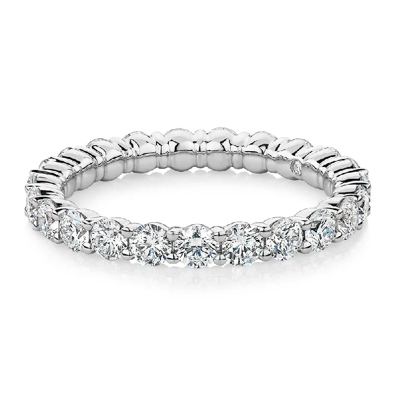 vintage engagement rings for women -Signature Simulant Diamond 1.86 carat* TW round brilliant all-rounder wedding or eternity band in 14 carat white gold