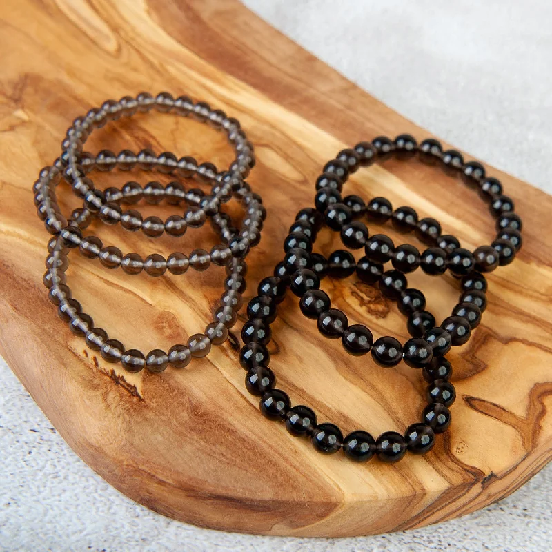 stylish bangles for women -stylish bangles for women -Smoky Quartz Beaded Bracelet