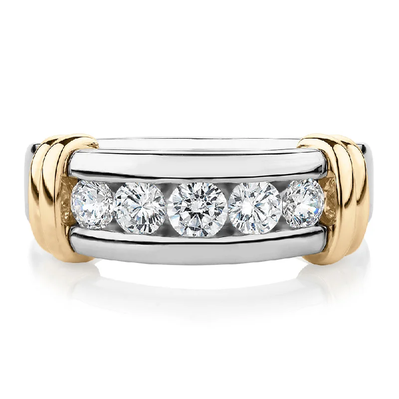 silver stackable rings -Dress ring with 1.01 carats* of diamond simulants in 10 carat yellow gold and sterling silver