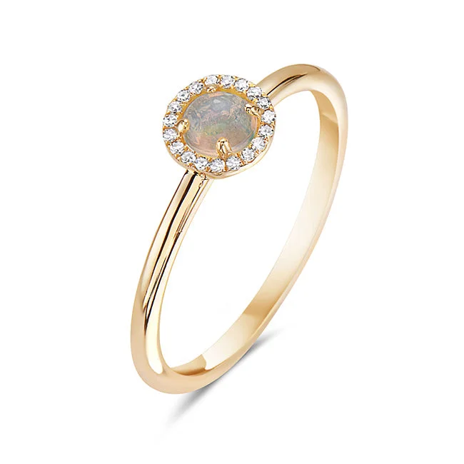 women’s cubic zirconia rings -Opal And Diamond Halo Ring