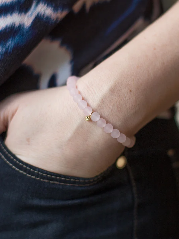 gold bangles for women -gold bangles for women -Heart Bracelet - Rose Quartz