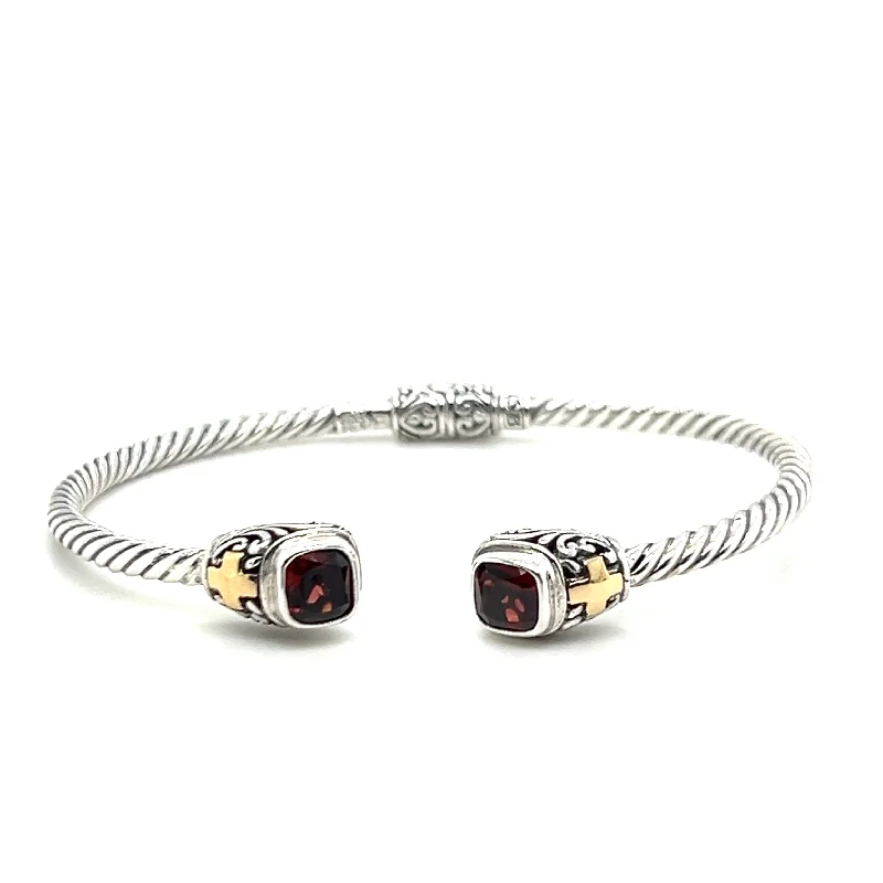 rose gold bracelet sets -rose gold bracelet sets -Sterling Silver & 18K Yellow Gold Garnet Cuff Bracelet by Samuel B.