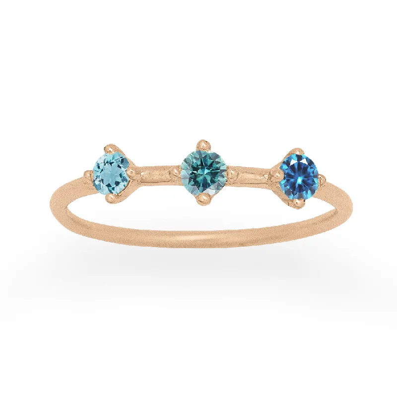 custom gold rings -Orion's Belt Ring, Blue Ombre