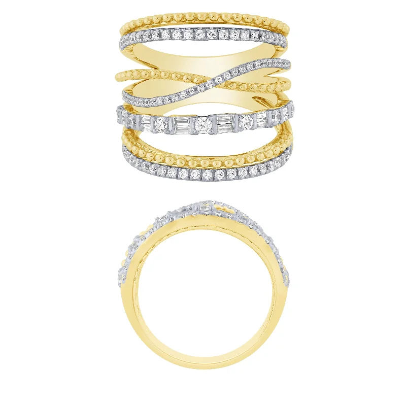 custom rings for women -14K Yellow Gold Diamond Layered Ring