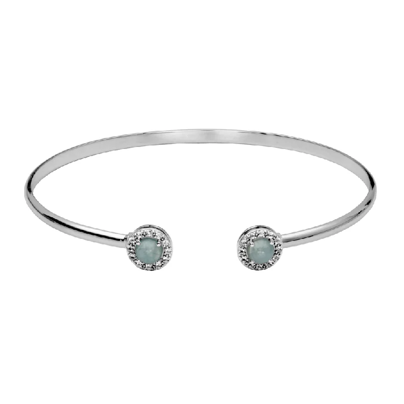 beautiful wedding bangles -beautiful wedding bangles -Sterling Silver Milky Aquamarine & White Topaz Halo Cuff Bracelet by Samuel B.