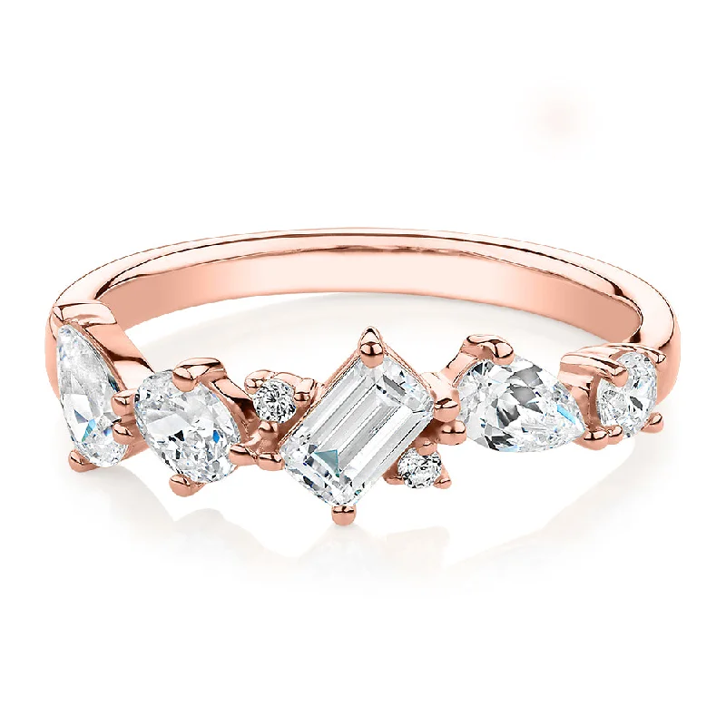 wedding ring sets for women -Dress ring with 1.09 carats* of diamond simulants in 10 carat rose gold