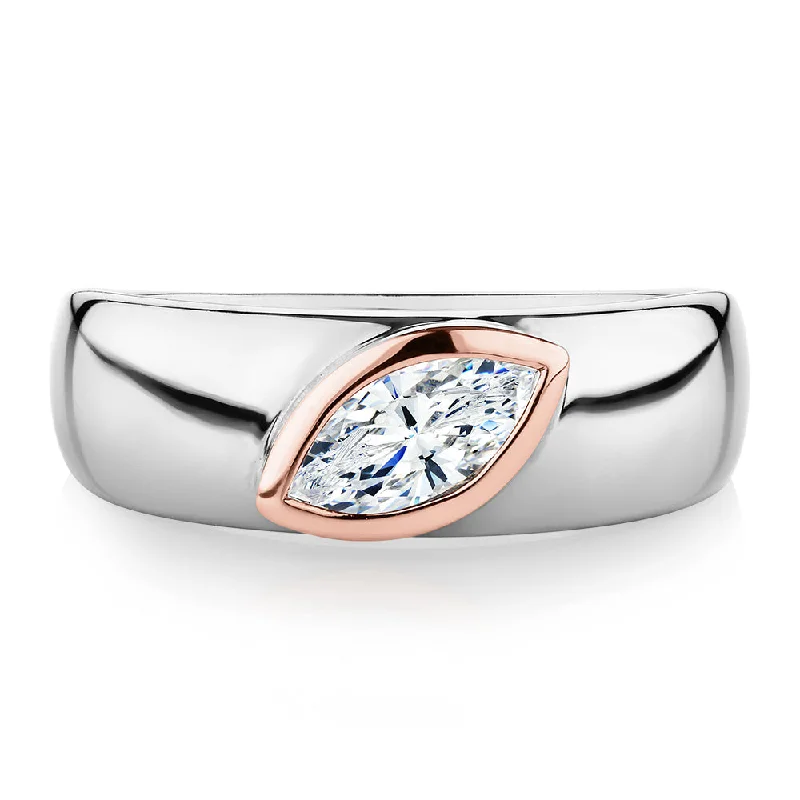 vintage style rings for women -Synergy dress ring with 0.47 carats* of diamond simulants in 10 carat rose gold and sterling silver