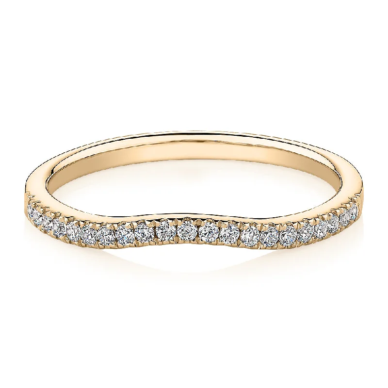 custom-designed rings for women -Curved wedding or eternity band in 14 carat yellow gold