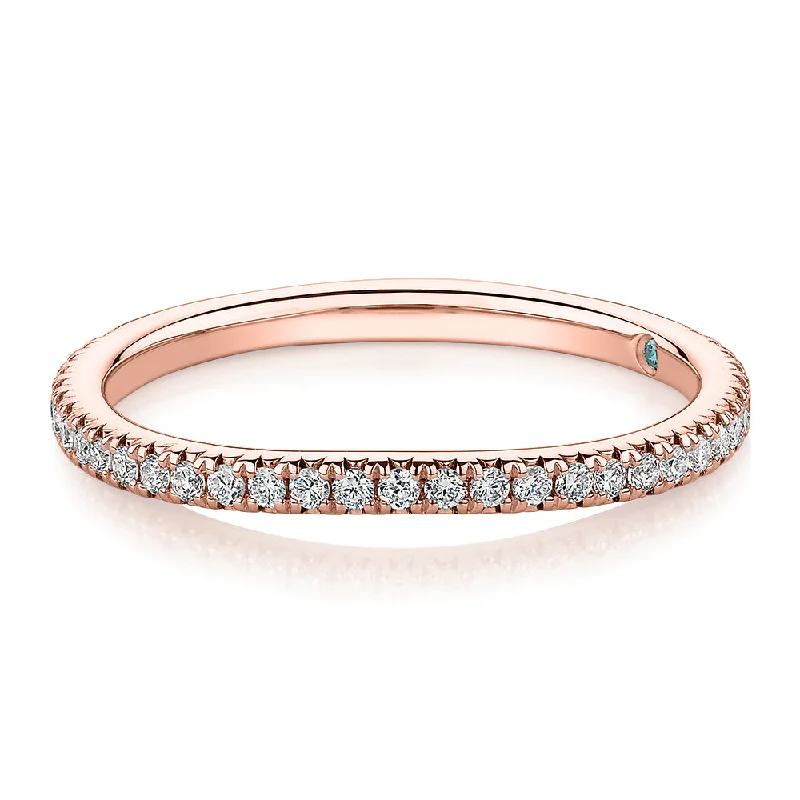 wedding rings for women -Premium Lab-Grown Diamond, 0.23 carat TW round brilliant curved wedding or eternity band in 14 carat rose gold