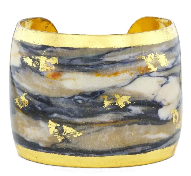 engraved bangle bracelets -engraved bangle bracelets -22K Gold Leaf Marble Cuff Bracelet by Evocateur