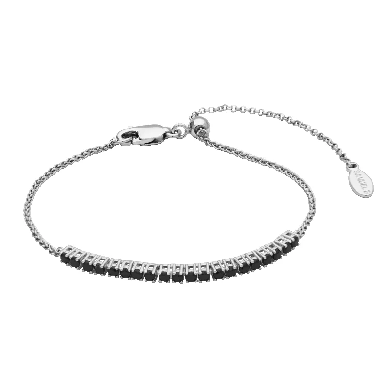 luxurious diamond bracelets -luxurious diamond bracelets -Sterling Silver Black Spinel Bolo Bracelet by Samuel B.