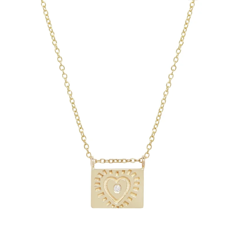 high-end necklaces for women -Heart postcard charm necklace