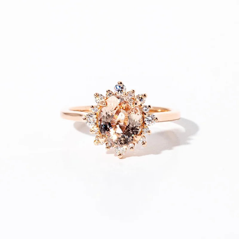 unique gold rings -2.01ct Peach Oval Sapphire Duchess