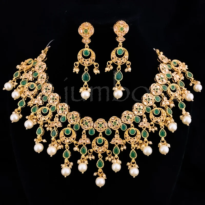 chic necklaces for women -Regal Bridal LCD Champagne stone Necklace Set