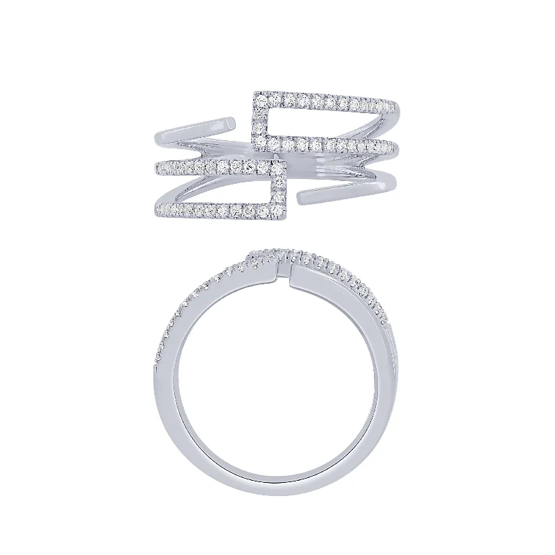 silver stackable rings -14K White Gold 1/4Ct Diamond Fashion Ring