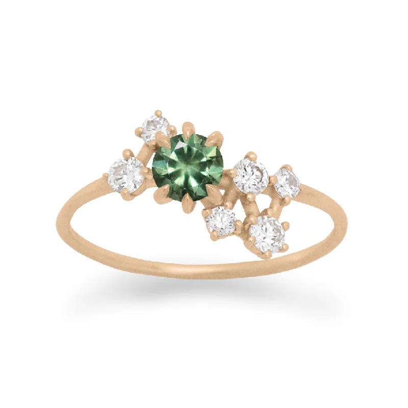 gold rings for women -Andromeda Green Sapphire Ring