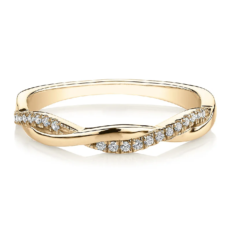 sapphire rings for women -Round Brilliant wedding or eternity band in 14 carat yellow gold