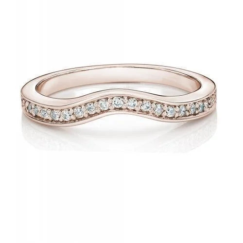 wedding rings for women -Curved wedding or eternity band in 14 carat rose gold